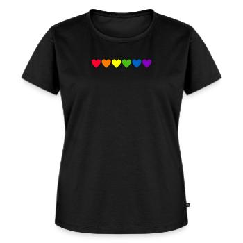 Gay Pride Herzen Gay Pride Flag LGBT - Frauen Premium Bio T-Shirt - Schwarz - Vorne - Selfina (174cm)