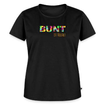 Bunt ist Vielfalt gegen Rassismus - Frauen Premium Bio T-Shirt - Schwarz - Vorne - Selfina (174cm)