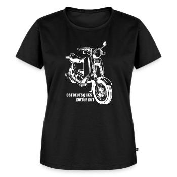 Simson Roller SR50 - VEB Ostdeutsches Kulturgut - Frauen Premium Bio T-Shirt - Schwarz - Vorne - Selfina (174cm)