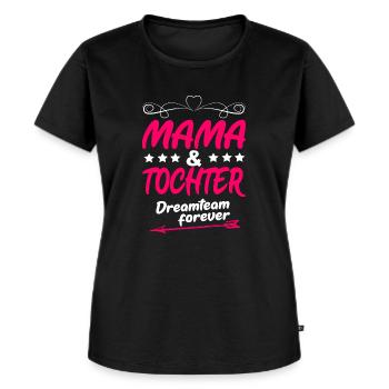 Mama Tochter Geschenk Geschenkidee Dreamteam - Frauen Premium Bio T-Shirt - Schwarz - Vorne - Selfina (174cm)
