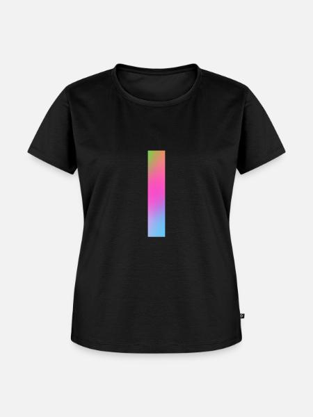 Regenbogenstreifen durch die Mitte - Frauen Premium Bio T-Shirt - Schwarz