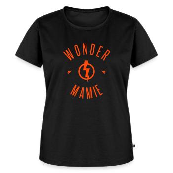 WONDER MAMIE - T-shirt Premium bio Femme - noir - Devant - Selfina (174cm)