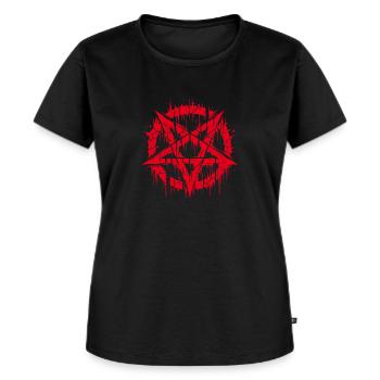 Pentagramme déchiré signe occulte - T-shirt Premium bio Femme - noir - Devant - Selfina (174cm)