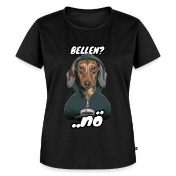 Dackel Spruch Bellen - Frauen Premium Bio T-Shirt - Schwarz - Vorne - Selfina (174cm)