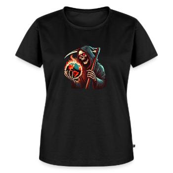 Terre, Mort, Halloween, Réchauffement climatique - T-shirt Premium bio Femme - noir - Devant - Selfina (174cm)