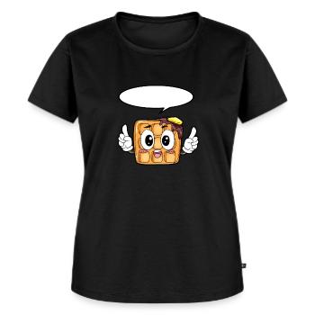 Gaufres Manger Gourmet Cadeau - T-shirt Premium bio Femme - noir - Devant - Selfina (174cm)