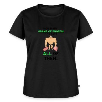 Mangeur de protéines - T-shirt Premium bio Femme - noir - Devant - Selfina (174cm)