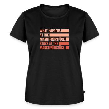 Mainz What happens at the Marktfrühstück - Frauen Premium Bio T-Shirt - Schwarz - Vorne - Selfina (174cm)