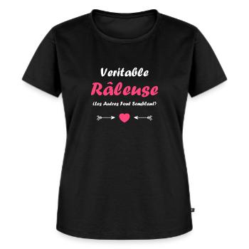 raleuse - T-shirt Premium bio Femme - noir - Devant - Selfina (174cm)