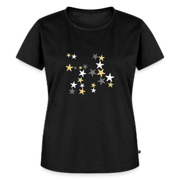 Frohe Silber- und Goldsterne Weihnachtsentwurf - Frauen Premium Bio T-Shirt - Schwarz - Vorne - Selfina (174cm)