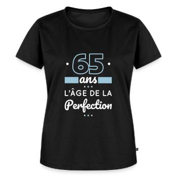 Anniversaire 65 ans - 65 ans âge de la perfection - T-shirt Premium bio Femme - noir - Devant - Selfina (174cm)