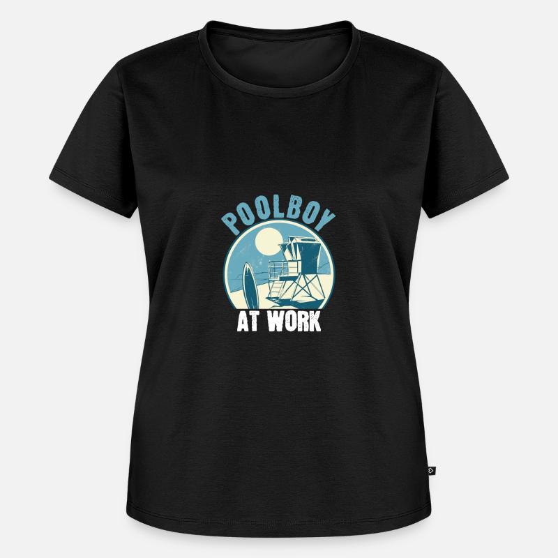 Poolboy At Work Pool Junge Pool Boy - Frauen Premium Bio T-Shirt - Schwarz