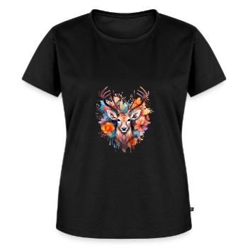 Ersatz Dirndl Hirschgeweih Hirsch - Frauen Premium Bio T-Shirt - Schwarz - Vorne - Selfina (174cm)