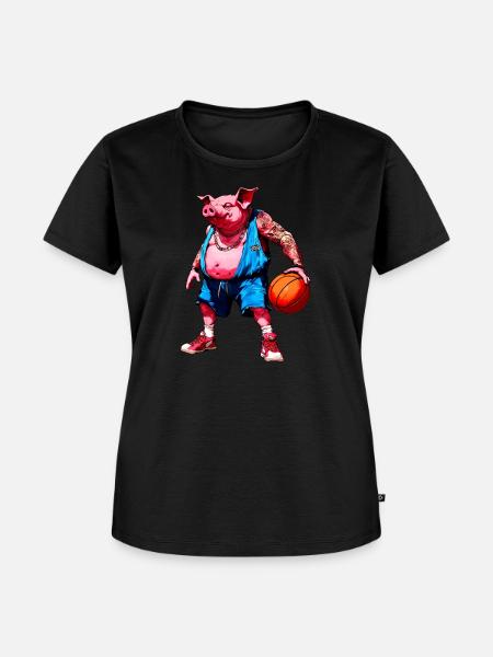 Schwein Basketball - Frauen Premium Bio T-Shirt - Schwarz