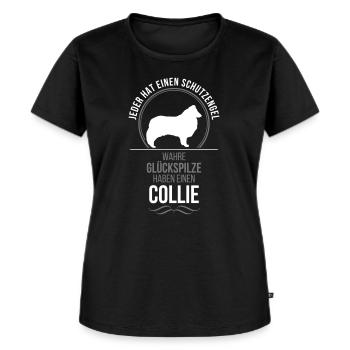 COLLIE Langhaar Schutzengel Wilsigns - Frauen Premium Bio T-Shirt - Schwarz - Vorne - Selfina (174cm)