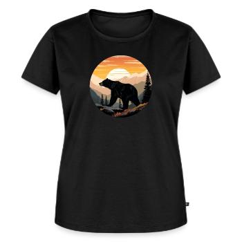 Mountains Bär - Frauen Premium Bio T-Shirt - Schwarz - Vorne - Selfina (174cm)