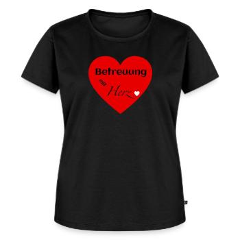 Betreuung mit Herz Pflegekraft Betreuungskraft BA - Frauen Premium Bio T-Shirt - Schwarz - Vorne - Selfina (174cm)