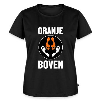 Orange au-dessus de 18+ - T-shirt Premium bio Femme - noir - Devant - Selfina (174cm)