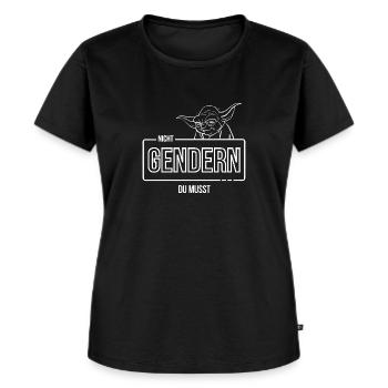 Genderfrei & direkt: Nicht Gendern Du musst - Frauen Premium Bio T-Shirt - Schwarz - Vorne - Selfina (174cm)