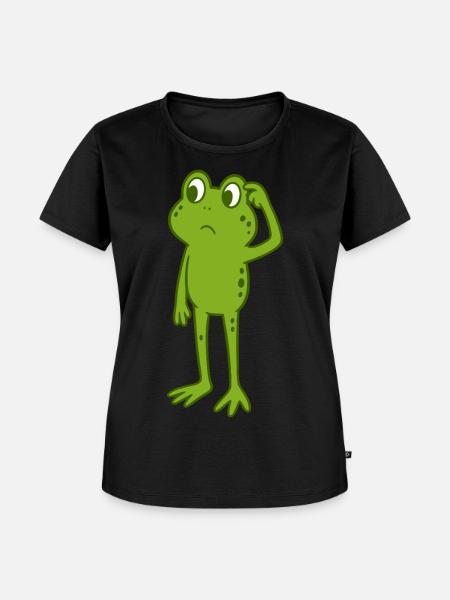 Frosch kratzt sich am Kopf - Frauen Premium Bio T-Shirt - Schwarz