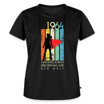 Retro Geburtstag Shirt: 1964 Superheldinnen - Frauen Premium Bio T-Shirt - Schwarz - Vorne - Selfina (174cm)