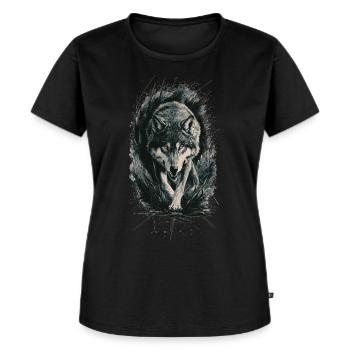 Wolf – Wilderness & Strength - Women's Premium Organic T-shirt - black - Front - Selfina (174cm)