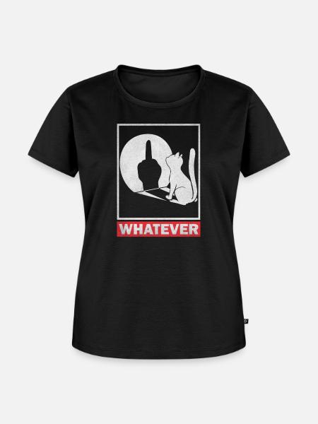 Whatever Mittelfinger Katzen Schatten - Frauen Premium Bio T-Shirt - Schwarz