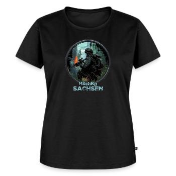 Heimatschutzkompanie HSchKp Sachsen - Frauen Premium Bio T-Shirt - Schwarz - Vorne - Selfina (174cm)