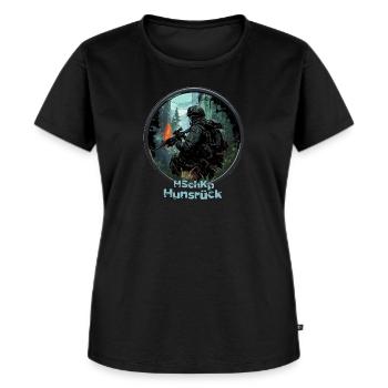 Heimatschutzkompanie HSchKp Hunsrück - Frauen Premium Bio T-Shirt - Schwarz - Vorne - Selfina (174cm)