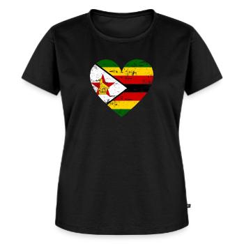 Coeur de drapeau du Zimbabwe - T-shirt Premium bio Femme - noir - Devant - Selfina (174cm)