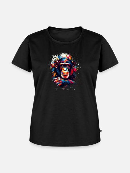 Bunter Schimpanse Kunstwerk Schimpansen - Frauen Premium Bio T-Shirt - Schwarz