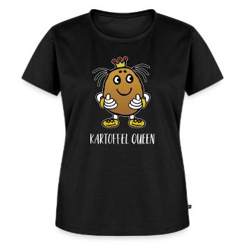 Paar Partner Potato Queen - Königin der Kartoffel - Frauen Premium Bio T-Shirt - Schwarz - Vorne - Selfina (174cm)