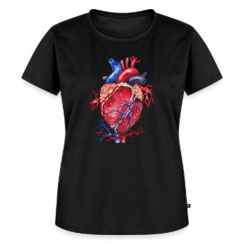 Anatomie du coeur - T-shirt Premium bio Femme - noir - Devant - Selfina (174cm)