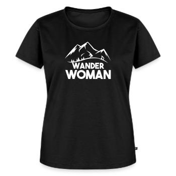 Wander woman - Frauen Premium Bio T-Shirt - Schwarz - Vorne - Selfina (174cm)