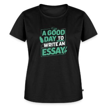 Une bonne journée pour écrire une dissertation Enseignant Elève - T-shirt Premium bio Femme - noir - Devant - Selfina (174cm)