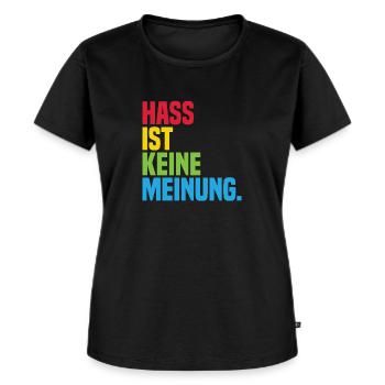 Hass ist keine Meinung Statement gegen rechts - Frauen Premium Bio T-Shirt - Schwarz - Vorne - Selfina (174cm)