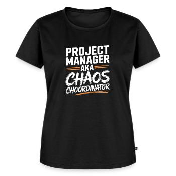 Projektmanager aka Chaos Choordinator - Frauen Premium Bio T-Shirt - Schwarz - Vorne - Selfina (174cm)