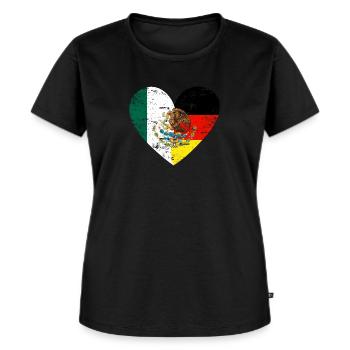 Mexique Allemagne Drapeau Cœur - T-shirt Premium bio Femme - noir - Devant - Selfina (174cm)