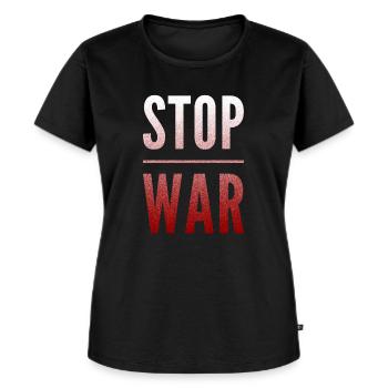 Stop War - Frauen Premium Bio T-Shirt - Schwarz - Vorne - Selfina (174cm)