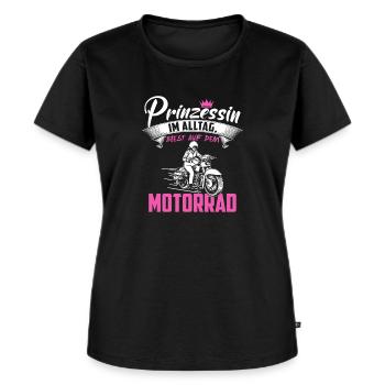 Prinzessin im Alltag Biest auf dem Motorrad - Frauen Premium Bio T-Shirt - Schwarz - Vorne - Selfina (174cm)