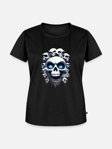 Lustige Skelettköpfe - Frauen Premium Bio T-Shirt - Schwarz