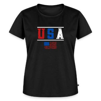 États-Unis - T-shirt Premium bio Femme - noir - Devant - Selfina (174cm)