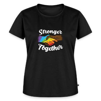 LGBTQ Black Pride Stronger Together Regenbogen Gay - Frauen Premium Bio T-Shirt - Schwarz - Vorne - Selfina (174cm)