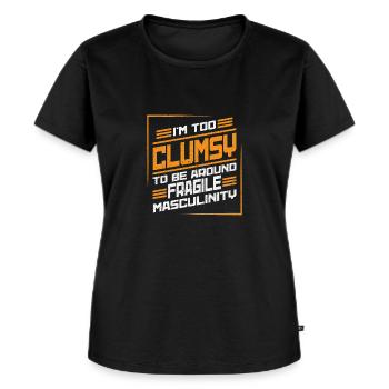 Clumsy Um Fragile Männlichkeit - Frauen Premium Bio T-Shirt - Schwarz - Vorne - Selfina (174cm)