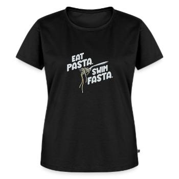 Eat Pasta Swim Fasta Lustiger Wassersport Slogan - Frauen Premium Bio T-Shirt - Schwarz - Vorne - Selfina (174cm)