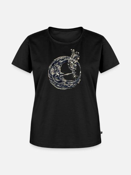 Mond mit Pfeife - Frauen Premium Bio T-Shirt - Schwarz