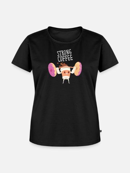 Strong Coffee - Lifting Donut Weights - Frauen Premium Bio T-Shirt - Schwarz