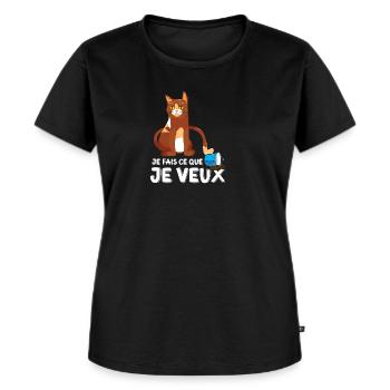 Chat Je Fais Ce Que Je Veux Cadeau Chaton Chat - Frauen Premium Bio T-Shirt - Schwarz - Vorne - Selfina (174cm)