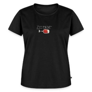 Kann Spuren von Wein enthalten Outfit für - Frauen Premium Bio T-Shirt - Schwarz - Vorne - Selfina (174cm)