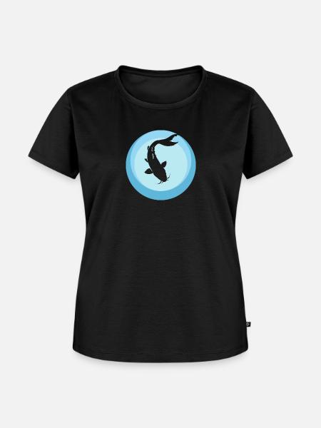 Koi Fisch Fischkopf Fischer - Frauen Premium Bio T-Shirt - Schwarz